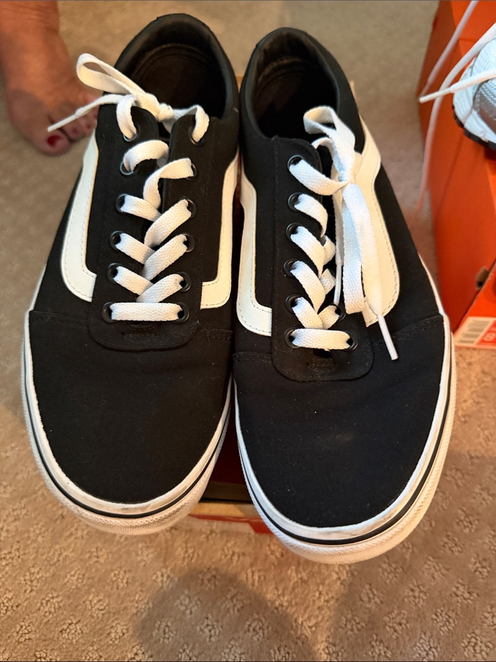 Vans Black & White Low-Top Canvas Athletic Sneakers